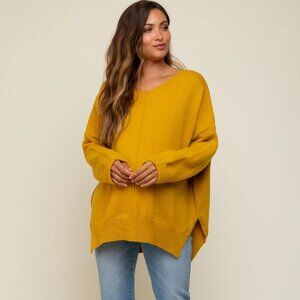 Pink Blush Maternity Sweater Mustard Yellow